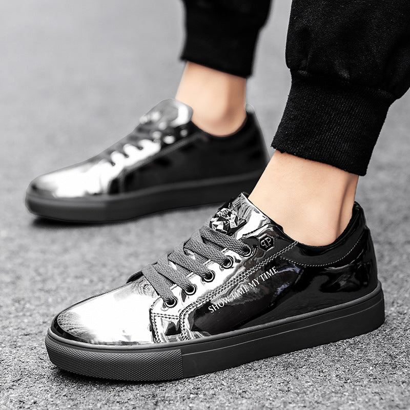 Fashionable board shoes low cut trendy casual sports shoes shiny flat bottomed trendy shoes
