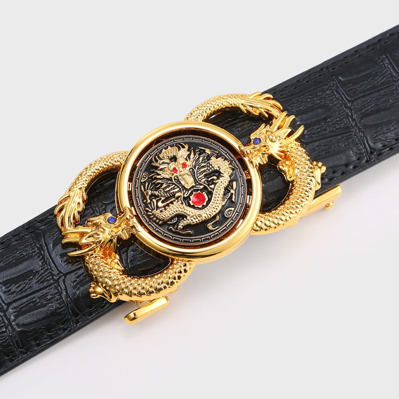 New style men's the Year of the Loong automatic belt buckle men's casual belt leather fashion belt