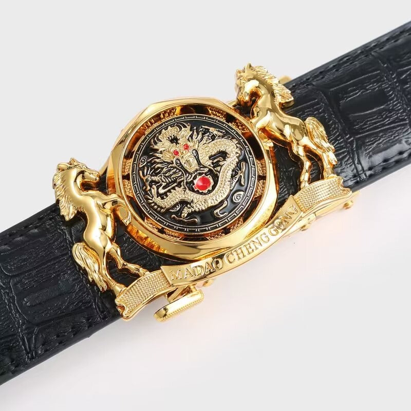 New style men's the Year of the Loong automatic belt buckle men's casual belt leather fashion belt