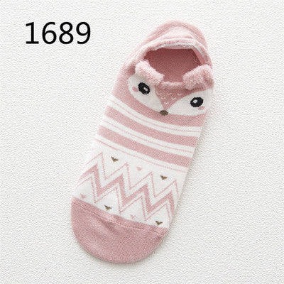 Cute Animal Cotton Socks Female Kawaii Cat With Dog Summer Short Socks Slippers Women Casual Soft Funny Boat Socks