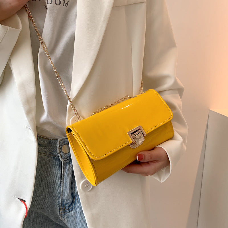 New Fashion Chain Western Style Small Square Bag Tide One-Shoulder Messenger Bag Ins Simple Lock Small Satchel Bag Women