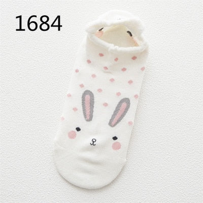 Cute Animal Cotton Socks Female Kawaii Cat With Dog Summer Short Socks Slippers Women Casual Soft Funny Boat Socks