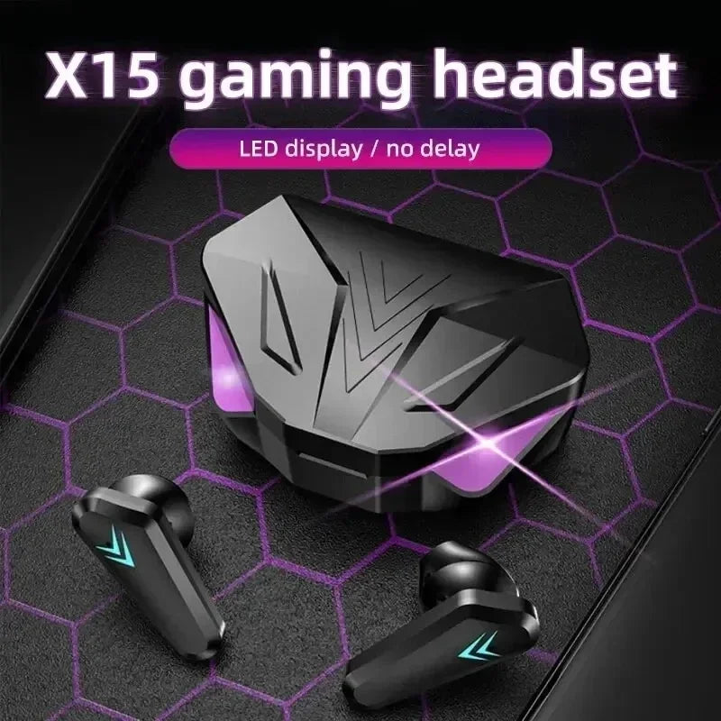X15 juegos de deportes electrónicos inalámbricos TWS de dos orejas comen pollo con baja latencia pantalla digital táctil 5.0 auriculares Bluetooth