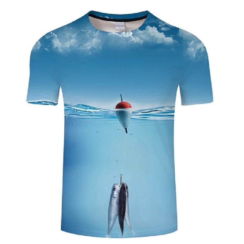 New men leisure 3d printing t shirt, funny fish printed men and women tshirt Hip hop T-shirt Harajuku Asian