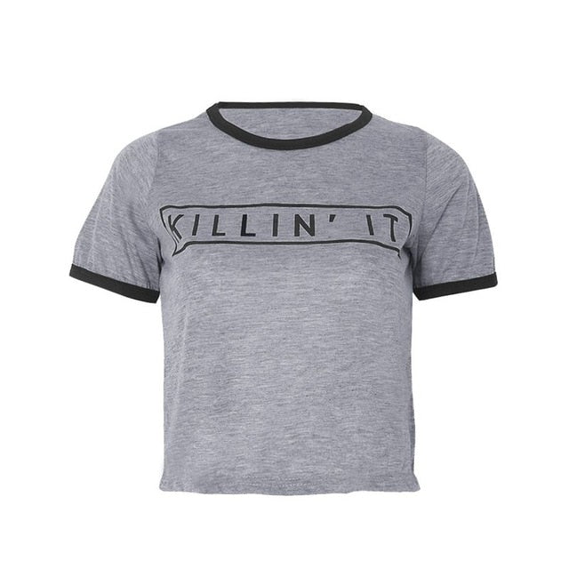 Casual Summer Women Plain Tops Pullover Short Sleeve O neck Letter Print T shirt -in T-Shirts from Women's Clothing on Aliexpress.com | Alibaba Group