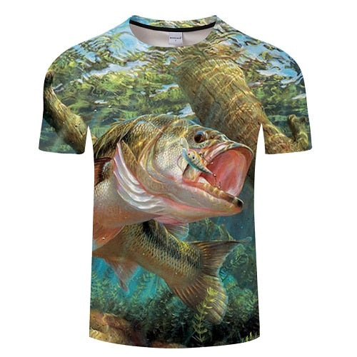 New men leisure 3d printing t shirt, funny fish printed men and women tshirt Hip hop T-shirt Harajuku Asian