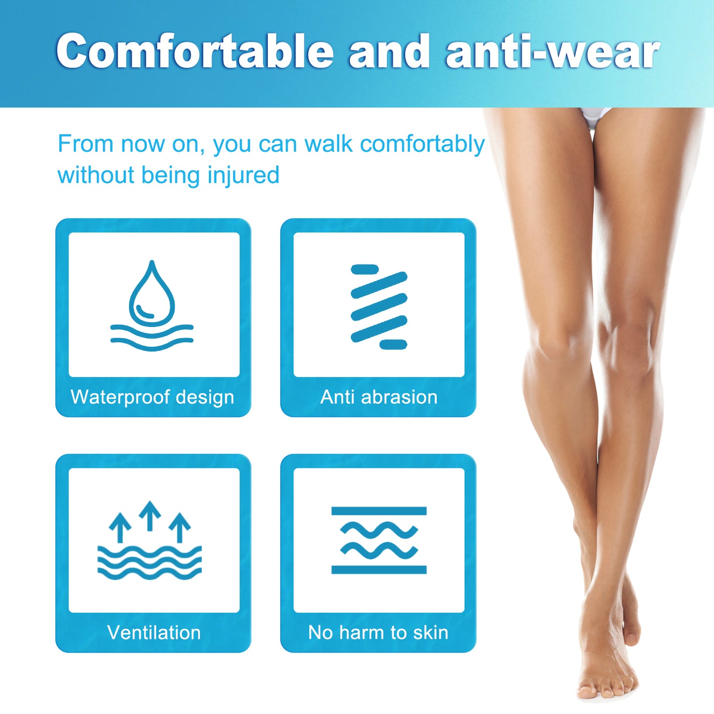 EELHOE Thigh Anti-Wear Pads, Anti-Friction Invisible Thigh High Elastic Leg Protector Knee Calf Casual Pads