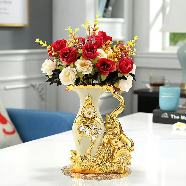 Ceramic countertop vase living room flower arrangement TV cabinet decoration creative interior decoration vase