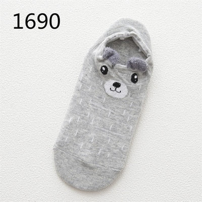 Cute Animal Cotton Socks Female Kawaii Cat With Dog Summer Short Socks Slippers Women Casual Soft Funny Boat Socks