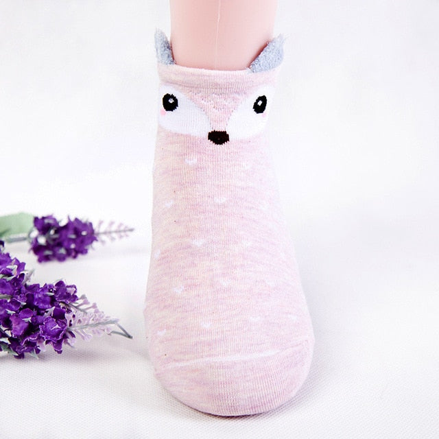 Cute Animal Cotton Socks Female Kawaii Cat With Dog Summer Short Socks Slippers Women Casual Soft Funny Boat Socks