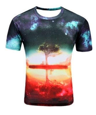 Print Short sleeved Tees Men Black And White Vertigo Hypnotic colorful Printing 3D T shirt