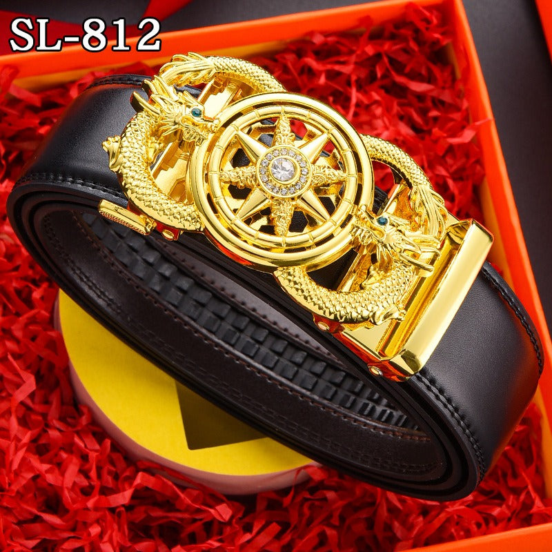 Timeless Running Belt Men's Genuine Leather Automatic Belt Trendy Simple Belt