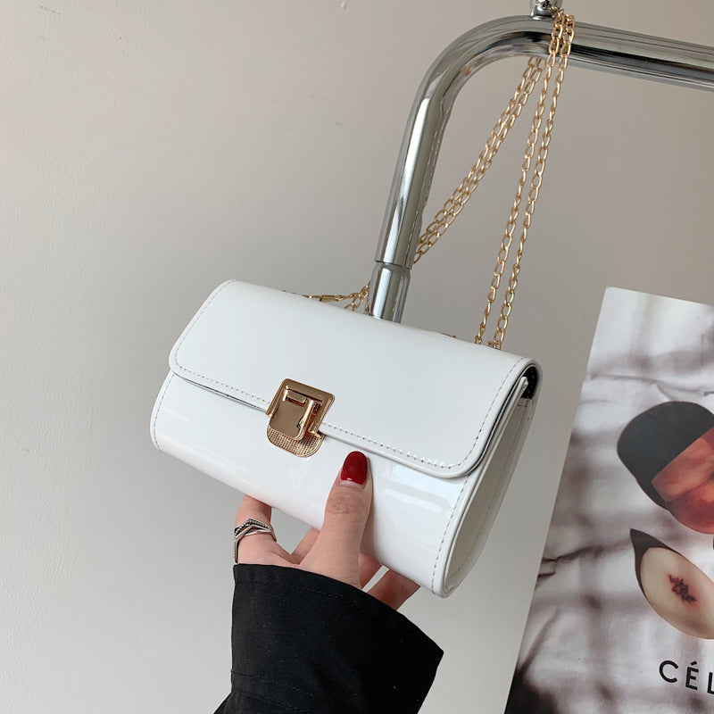 New Fashion Chain Western Style Small Square Bag Tide One-Shoulder Messenger Bag Ins Simple Lock Small Satchel Bag Women