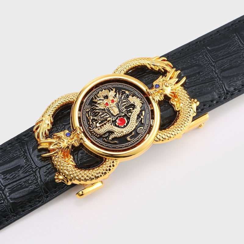 New style men's the Year of the Loong automatic belt buckle men's casual belt leather fashion belt