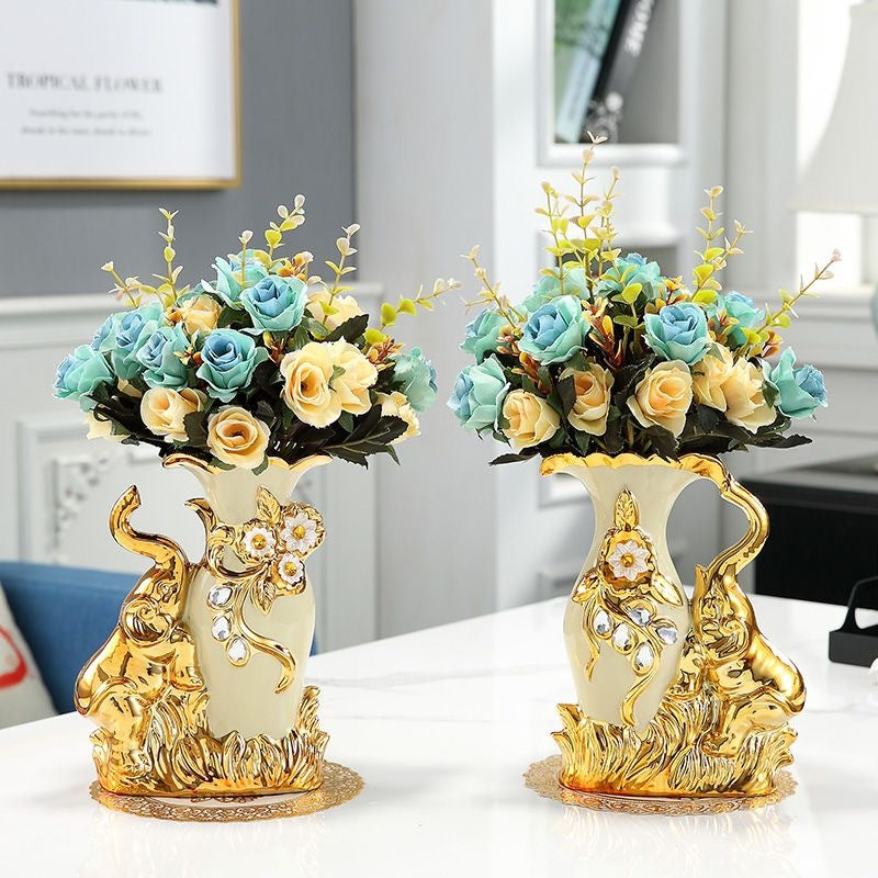 Ceramic countertop vase living room flower arrangement TV cabinet decoration creative interior decoration vase