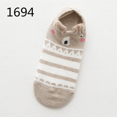 Cute Animal Cotton Socks Female Kawaii Cat With Dog Summer Short Socks Slippers Women Casual Soft Funny Boat Socks