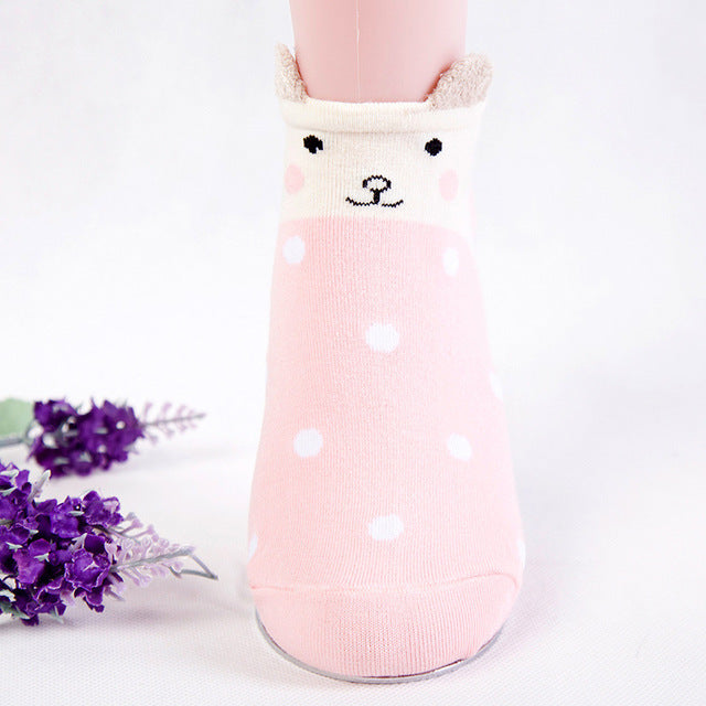 Cute Animal Cotton Socks Female Kawaii Cat With Dog Summer Short Socks Slippers Women Casual Soft Funny Boat Socks