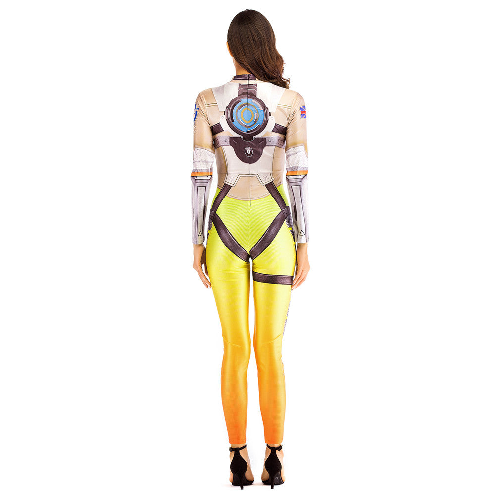 OW Hero Tracer Costume Cosplay Anime Bodysuit Halloween Costumes For Women Plus Size Jumpsuit