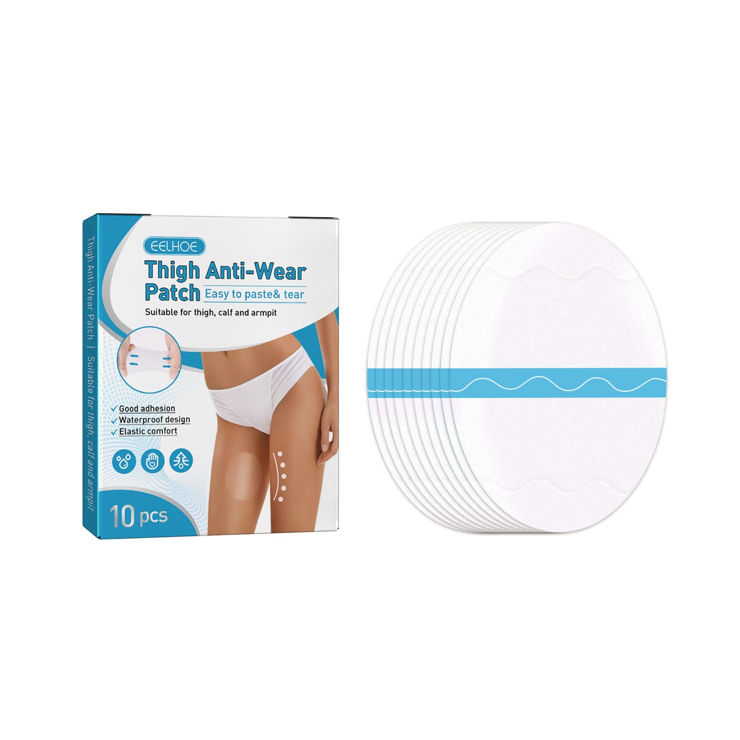 EELHOE Thigh Anti-Wear Pads, Anti-Friction Invisible Thigh High Elastic Leg Protector Knee Calf Casual Pads