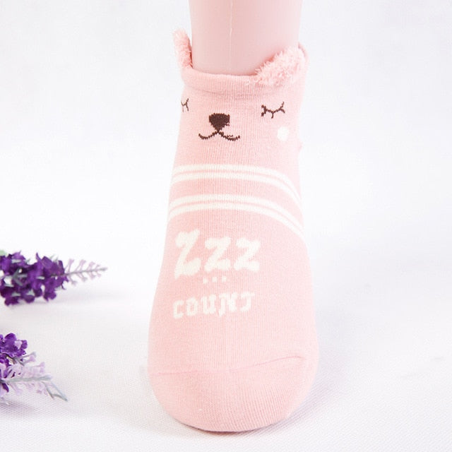 Cute Animal Cotton Socks Female Kawaii Cat With Dog Summer Short Socks Slippers Women Casual Soft Funny Boat Socks