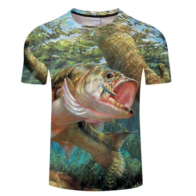 New men leisure 3d printing t shirt, funny fish printed men and women tshirt Hip hop T-shirt Harajuku Asian