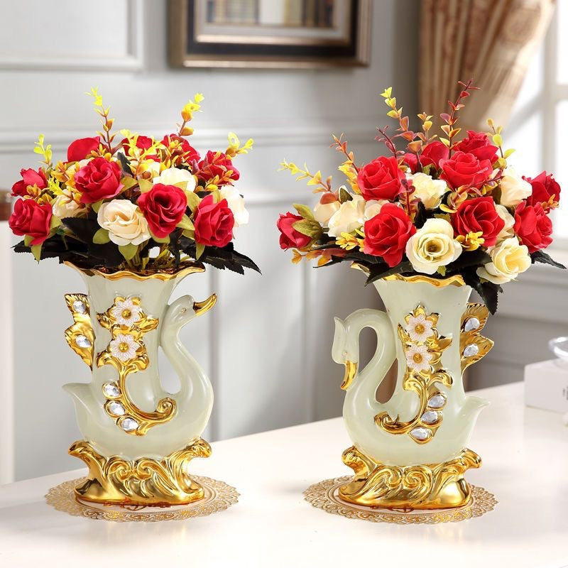Ceramic countertop vase living room flower arrangement TV cabinet decoration creative interior decoration vase
