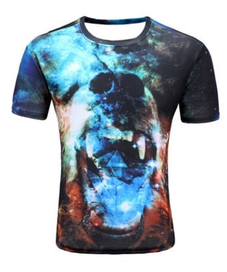 Print Short sleeved Tees Men Black And White Vertigo Hypnotic colorful Printing 3D T shirt