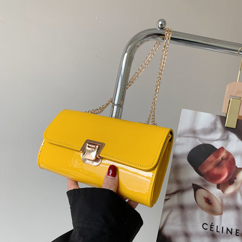 New Fashion Chain Western Style Small Square Bag Tide One-Shoulder Messenger Bag Ins Simple Lock Small Satchel Bag Women