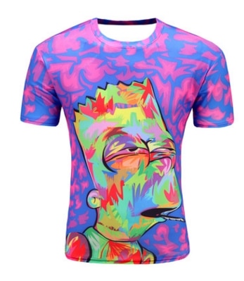 Print Short sleeved Tees Men Black And White Vertigo Hypnotic colorful Printing 3D T shirt