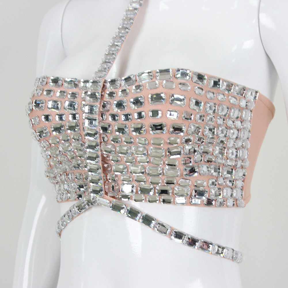 Flash Diamond Fashion Neck Chain Bra Top