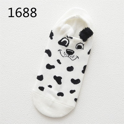 Cute Animal Cotton Socks Female Kawaii Cat With Dog Summer Short Socks Slippers Women Casual Soft Funny Boat Socks