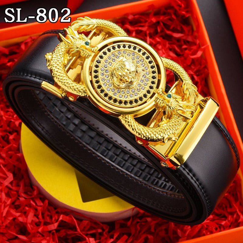 Timeless Running Belt Men's Genuine Leather Automatic Belt Trendy Simple Belt