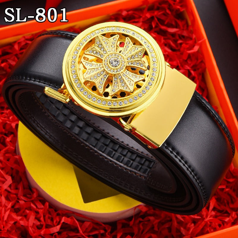 Timeless Running Belt Men's Genuine Leather Automatic Belt Trendy Simple Belt