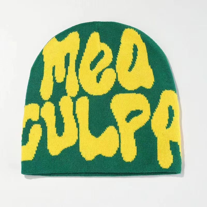 Jacquard hat Knitted hat Warm ear protection hat Fashion casual cold hat European and American popular hat Alphabet hat Net Red Hat