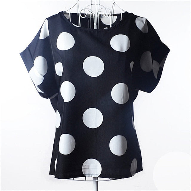 Summer Chiffon Blouse Women Sunflower Birds Print Blouse Stripe Plaid Shirt Cross Love Blouse Short Sleeve Blue Lipstick Shirts