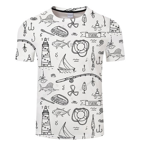 New men leisure 3d printing t shirt, funny fish printed men and women tshirt Hip hop T-shirt Harajuku Asian