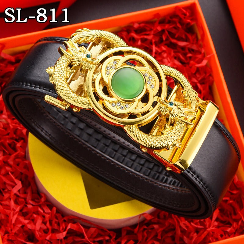 Timeless Running Belt Men's Genuine Leather Automatic Belt Trendy Simple Belt