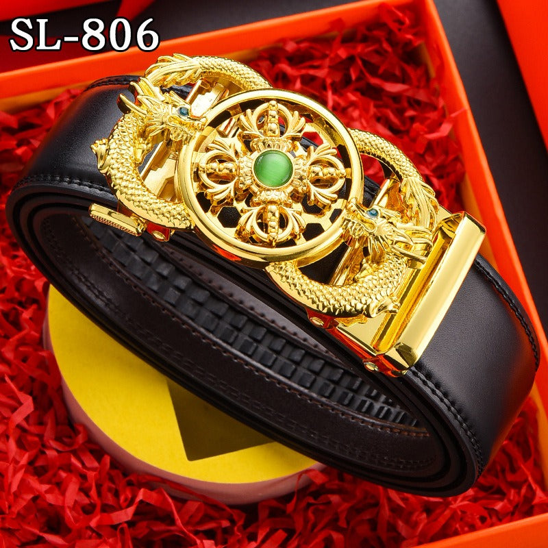 Timeless Running Belt Men's Genuine Leather Automatic Belt Trendy Simple Belt