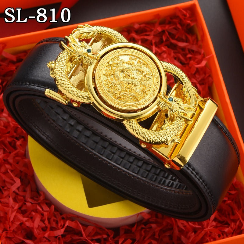 Timeless Running Belt Men's Genuine Leather Automatic Belt Trendy Simple Belt