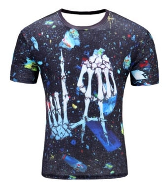 Print Short sleeved Tees Men Black And White Vertigo Hypnotic colorful Printing 3D T shirt