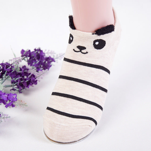 Cute Animal Cotton Socks Female Kawaii Cat With Dog Summer Short Socks Slippers Women Casual Soft Funny Boat Socks
