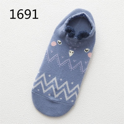 Cute Animal Cotton Socks Female Kawaii Cat With Dog Summer Short Socks Slippers Women Casual Soft Funny Boat Socks