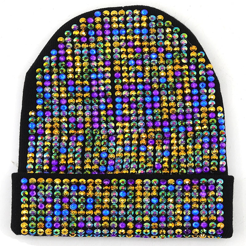 Autumn And Winter Punk Drill Warm And Versatile Acrylic Knitted Drill Cap For Men And Women