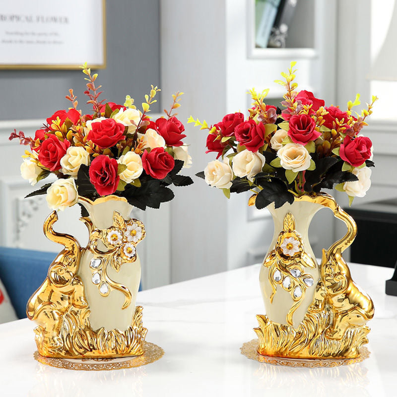 Ceramic countertop vase living room flower arrangement TV cabinet decoration creative interior decoration vase