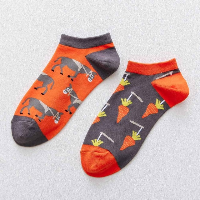 summer Trendy happy Socks men Cotton Boat Man Socks Interest Funny Originality Series harajuku ankle sock Animal fruit
