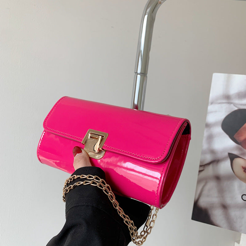New Fashion Chain Western Style Small Square Bag Tide One-Shoulder Messenger Bag Ins Simple Lock Small Satchel Bag Women