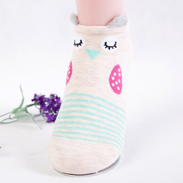 Cute Animal Cotton Socks Female Kawaii Cat With Dog Summer Short Socks Slippers Women Casual Soft Funny Boat Socks
