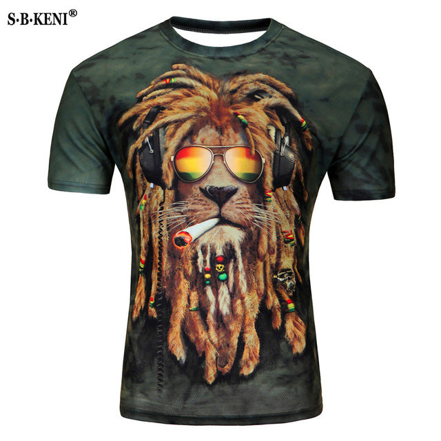 Print Short sleeved Tees Men Black And White Vertigo Hypnotic colorful Printing 3D T shirt