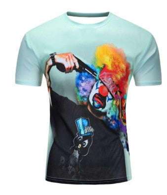 Print Short sleeved Tees Men Black And White Vertigo Hypnotic colorful Printing 3D T shirt