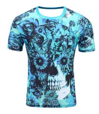 Print Short sleeved Tees Men Black And White Vertigo Hypnotic colorful Printing 3D T shirt